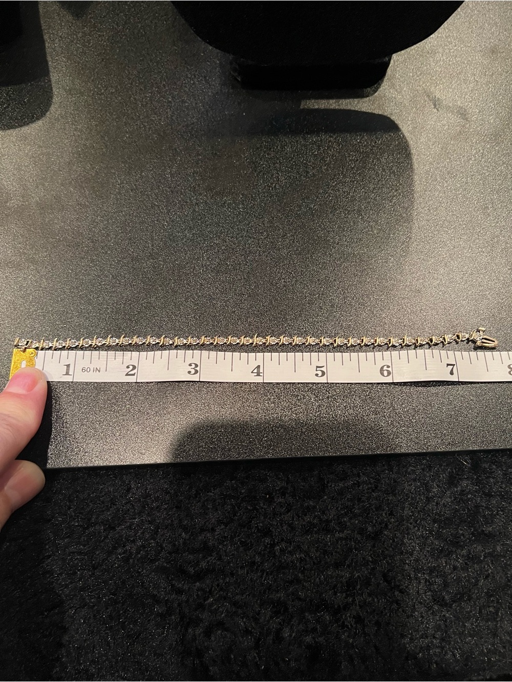 Vintage 10K Yellow Gold Alternating Diamond Tennis Bracelet 7.5” - Picture 8 of 9